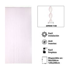 Cargar imagen en el visor de la galería, Cortina para Puerta Tiras PVC - Modelo Espiral. Color Blanco con Filo Lila R5