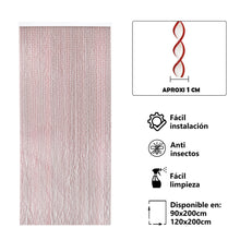 Cargar imagen en el visor de la galería, Cortina para Puerta Tiras PVC. Modelo - Modelo Espiral. Color Blanco con Filo Granate R6