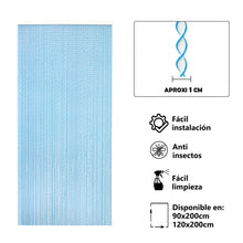Cargar imagen en el visor de la galería, Cortina para Puerta de Tiras de PVC- Modelo Espiral . Color Blanco con Filo Azul.