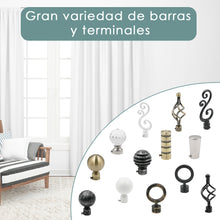 Cargar imagen en el visor de la galería, Barra De Cortinas Universal Extensible Metal Bola Rota. Negro+Gris