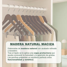 Cargar imagen en el visor de la galería, Perchas de Madera con Pinzas y Muescas Antideslizantes-Marrón
