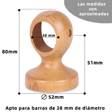 Cargar imagen en el visor de la galería, Pack de 2 Soportes Decorativos para Barra de Madera de Pared o Techo- Madera
