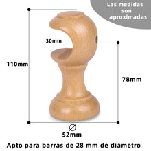 Cargar imagen en el visor de la galería, Pack de Dos Soportes para Barra de ø 28 mm- Madera