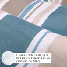 Cargar imagen en el visor de la galería, Edredón/Relleno Nórdico Estampado de Fibra Hueca 400 gr/m²- Rayas Azul