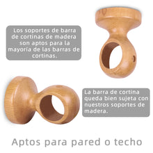 Cargar imagen en el visor de la galería, Pack de 2 Soportes Decorativos para Barra de Madera de Pared o Techo- Madera