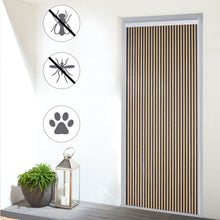 Cargar imagen en el visor de la galería, Cortina de cordón de PVC en color marrón y vainilla colocada en una puerta de exterior para evitar la entrada de insectos