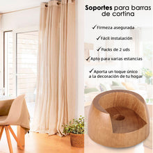 Cargar imagen en el visor de la galería, Soporte para Barra de Cortina Entre Paredes de Madera, 2unidades- Madera