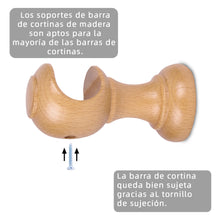 Cargar imagen en el visor de la galería, Pack de Dos Soportes para Barra de ø 28 mm- Madera