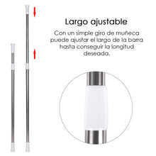 Cargar imagen en el visor de la galería, Barra extensible de aluminio para armario y cortina de ducha - 110 a 200 cm Plateado
