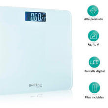 Cargar imagen en el visor de la galería, Báscula de Baño Digital ultrafina de vidrio templado para el baño con sensores de alta precisión, tecnología step-on y pantalla LCD