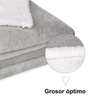 Cargar imagen en el visor de la galería, Manta reversible para sofá o cama de borreguito y franela- Chocolate