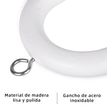 Cargar imagen en el visor de la galería, Anillas de Cortina de Madera con Gancho de Acero- Blanco