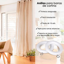 Cargar imagen en el visor de la galería, Anillas de Cortina de Madera con Gancho de Acero- Blanco