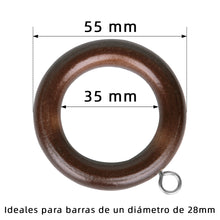 Cargar imagen en el visor de la galería, Anillas de Cortina de Madera con Gancho de Acero- Marrón
