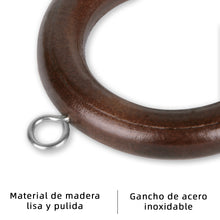 Cargar imagen en el visor de la galería, Anillas de Cortina de Madera con Gancho de Acero- Marrón