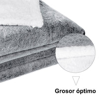 Cargar imagen en el visor de la galería, Manta reversible para sofá o cama de borreguito y franela- Gris Oscuro