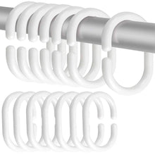 Cargar imagen en el visor de la galería, Anillo de ducha en forma C ,ganchos de plástico tipo C para Cortina de ducha de baño, ganchos de revestimiento. Blanco-Negro