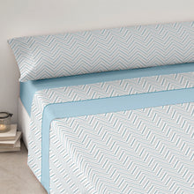 Cargar imagen en el visor de la galería, Juego Sábanas de Verano y Entretiempo 50% Algodón y 50% poliéster- Zig Zag Azul