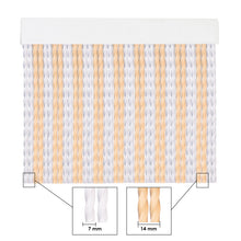 Cargar imagen en el visor de la galería, Medidas de los cordones de PVC en color blanco y vainilla de las cortinas para puertas de interior o exterior