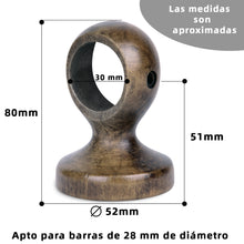 Cargar imagen en el visor de la galería, Pack de 2 Soportes Decorativos para Barra de Madera de Pared o Techo- Marrón