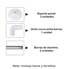 Cargar imagen en el visor de la galería, Barra de cortina de Ducha - Modelo L, Plata