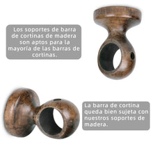 Cargar imagen en el visor de la galería, Pack de 2 Soportes Decorativos para Barra de Madera de Pared o Techo- Marrón