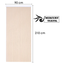 Cargar imagen en el visor de la galería, Medidas de la cortina de cordones de PVC para puertas de interior o exterior en color blanco y vainilla