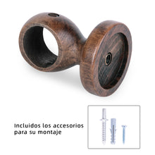 Cargar imagen en el visor de la galería, Pack de 2 Soportes Decorativos para Barra de Madera de Pared o Techo- Marrón