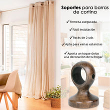Cargar imagen en el visor de la galería, Pack de 2 Soportes Decorativos para Barra de Madera de Pared o Techo- Marrón