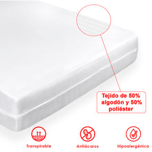 Cargar imagen en el visor de la galería, Funda de colchón 50%Algodón 50%Poliéster, cierre con cremallera.
