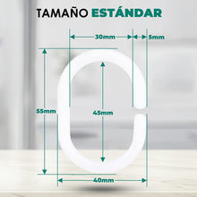Cargar imagen en el visor de la galería, Anillo de ducha en forma C ,ganchos de plástico tipo C para Cortina de ducha de baño, ganchos de revestimiento. Blanco-Negro