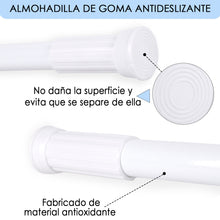 Cargar imagen en el visor de la galería, Barra extensible de aluminio para armario y cortina de ducha - 110 a 200 cm Blanco
