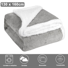 Cargar imagen en el visor de la galería, Manta reversible para sofá o cama de borreguito y franela-Marrón