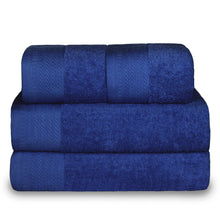 Cargar imagen en el visor de la galería, Juego de Toallas 100% Algodón de 500gsm. 2Mano+ 2 Bidé, Azul Marino