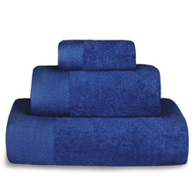 Cargar imagen en el visor de la galería, Juego de Toallas 100% Algodón de 500gsm.1Baño+1Mano+1Bide, Azul Marino
