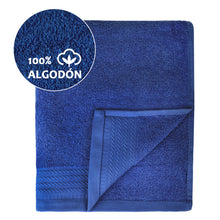 Cargar imagen en el visor de la galería, Juego de Toallas 100% Algodón de 500gsm. 2Mano+ 2 Bidé, Azul Marino