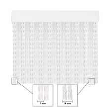 Cargar imagen en el visor de la galería, Vista en detalle del tamaño del cordón de PVC en color blanco y transparente de las cortinas para exterior e interior