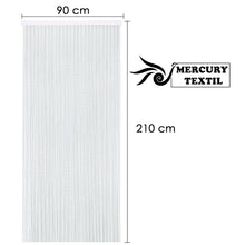 Cargar imagen en el visor de la galería, Medida de 90x210 cm de la cortina de cordón de PVC para puertas de interior o exterior en color blanco y transparente.
