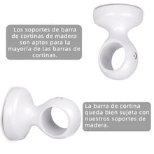 Cargar imagen en el visor de la galería, Pack de 2 Soportes Decorativos para Barra de Madera de Pared o Techo- Blanco