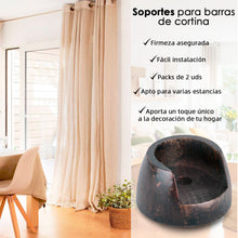 Cargar imagen en el visor de la galería, Soporte para Barra de Cortina Entre Paredes de Madera, 2unidades- Marrón
