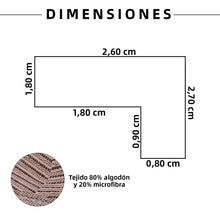Cargar imagen en el visor de la galería, Colcha Multiusos Sofá Chaise Longue Espiga Universal 260x270cm, Forma de L- Camel Café