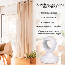 Cargar imagen en el visor de la galería, Pack de 2 Soportes Decorativos para Barra de Madera de Pared o Techo- Blanco