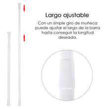 Cargar imagen en el visor de la galería, Barra extensible de aluminio para armario y cortina de ducha - 110 a 200 cm Blanco