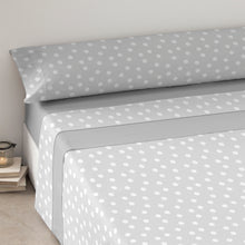 Cargar imagen en el visor de la galería, Juego Sábanas de Verano y Entretiempo 50% Algodón y 50% poliéster- Lunares Gris