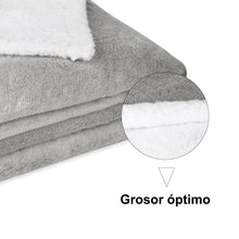 Cargar imagen en el visor de la galería, Manta reversible para sofá o cama de borreguito y franela-Marrón