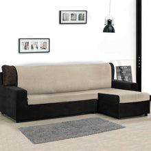 Cargar imagen en el visor de la galería, Colcha Multiusos Sofá Chaise Longue Espiga Universal 260x270cm, Forma de L- Beige Camel
