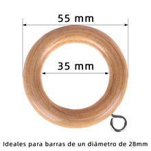 Cargar imagen en el visor de la galería, Anillas de Cortina de Madera con Gancho de Acero- Madera