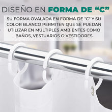 Cargar imagen en el visor de la galería, Anillo de ducha en forma C ,ganchos de plástico tipo C para Cortina de ducha de baño, ganchos de revestimiento. Blanco-Negro