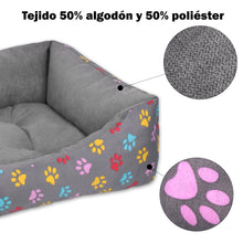 Cargar imagen en el visor de la galería, Cama para mascotas rellena de fibra - Huellas - Pequeña