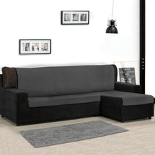 Cargar imagen en el visor de la galería, Colcha Multiusos Sofá Chaise Longue Espiga Universal 260x270cm, Forma de L- Negro Blanco